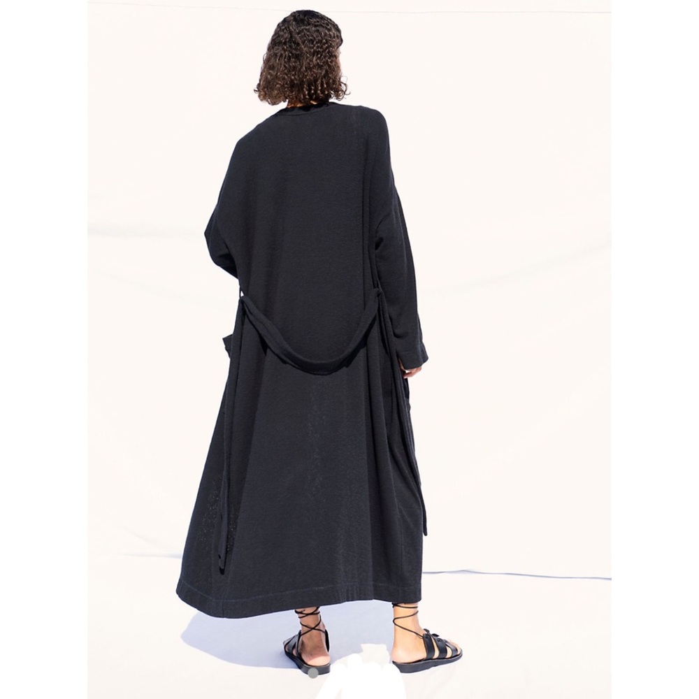 NEW FREE PEOPLE Black Knit 3pc Lounge Set Longline Cardigan, Sweater & Pants XS - Picture 8 of 13